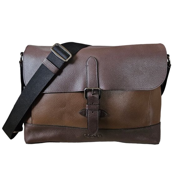 Coach Other - Coach Hudson Brown Leather Colorblock Messenger Laptop Crossbody Bag